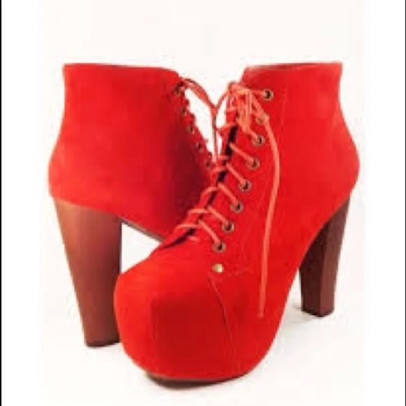 COPY - Jeffrey Campbell "Lita"‎  Red Nubuck Platforms - Picture 1 of 14